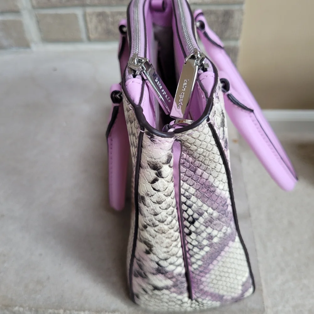 Kate Spade Medium Satchel Lavender Snake Embossed Leather Crossbody Like New